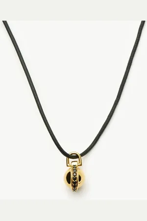 Missoma Orb Gemstone Pendant Cord Necklace | 18ct Gold Plated / Black Spinel