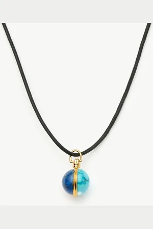 Missoma Sphere Gemstone Cord Pendant Necklace | 18ct Gold Plated / Lapis & Turquoise
