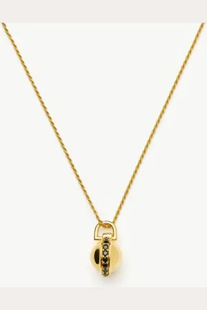 Missoma Orb Gemstone Pendant Necklace | 18ct Gold Plated / Black Spinel