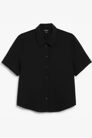 Monki Short sleeve linen blend shirt