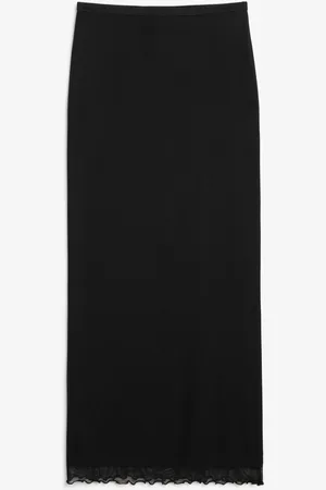 Monki mesh midi skirt in black