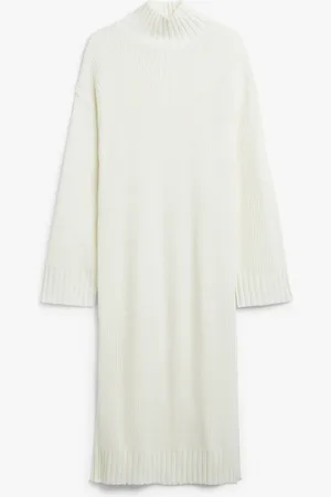 Monki Long sleeved rib knit midi dress