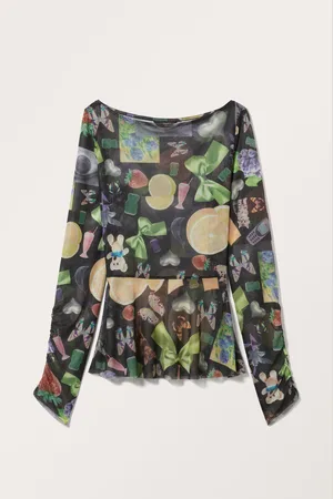 Monki Slim Fit Printed Peplum Top