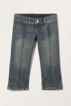 Monki Low Capri Press Pleated Jeans