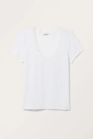Monki Fitted Short Sleeve Pointelle Top