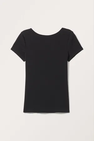 Monki Fitted Open Back Short Sleeve Top