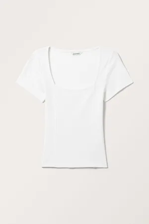 Monki Square Neck Short Sleeve Top