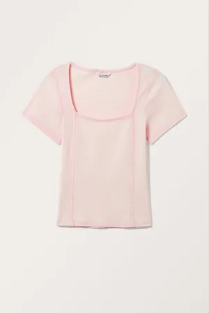 Monki Square Neck Short Sleeve Top
