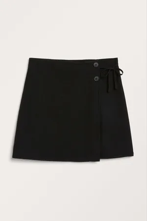 Monki Linen blend wrap skirt