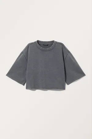 Monki Cropped Oversized Short Sleeve Terry Top