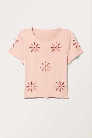Monki Short Sleeve Cut Out Top