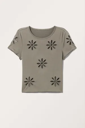Monki Short Sleeve Cut Out Top