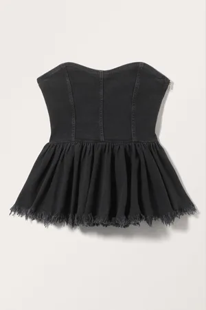 Monki Corset Peplum Denim Top