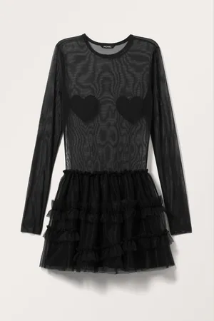 Monki Sheer Heart Mini Dress
