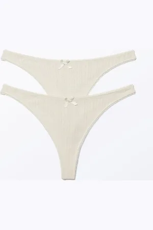 Monki 2-pack Pearl Low Rise Thongs