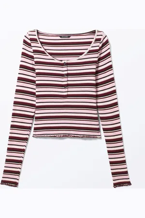 Monki Ribbed Mini Henley Top