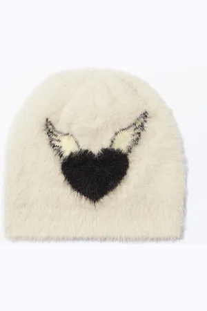 Monki Fuzzy Jacquard Knitted Beanie
