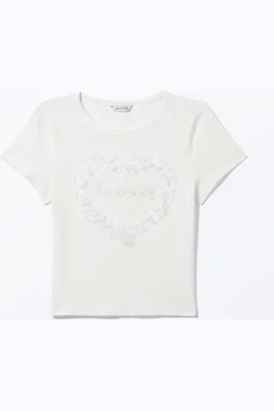 Monki Cropped Printed T-shirt