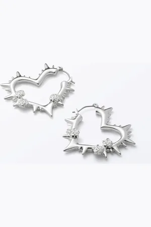 Monki Spiky Heart Hoop Earrings