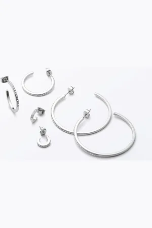 Monki 3-pack Rhinestone Hoops