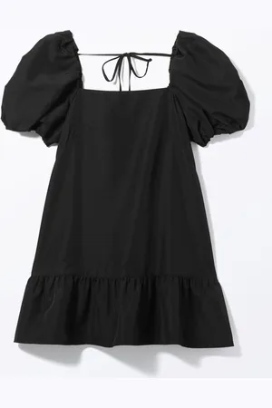 Monki Short Puffy-Sleeved Peplum Dress