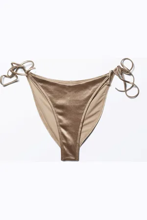 Monki Metallic Strappy Bikini Bottoms
