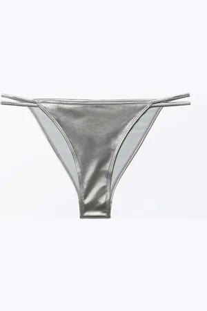 Monki Metallic Tanga Bikini Bottoms