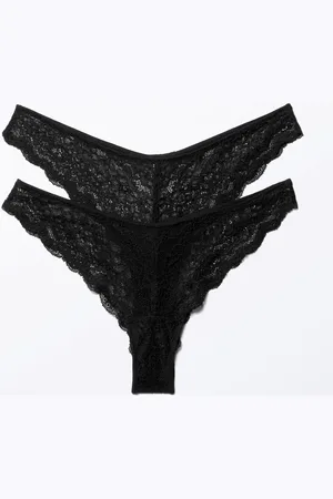Monki 2-pack Lacey Lace Brazilian Briefs