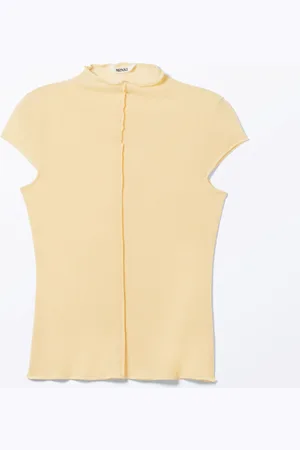 Monki Fitted Cap-Sleeved Mock-Turtleneck T-shirt
