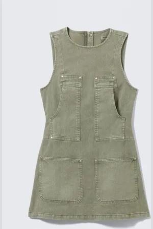 Monki Sleeveless Utility Cotton Twill Dress