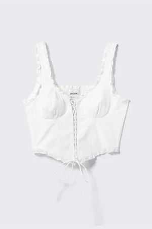 Monki Frilled Lace-Up Corset Top