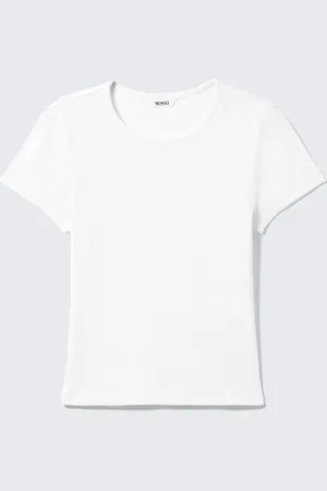 Monki Soft Short-Sleeved Pointelle Top