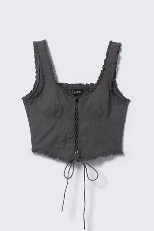 Monki Frilled Lace-Up Corset Top