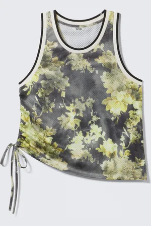 Monki Mesh Drawstring Tank Top