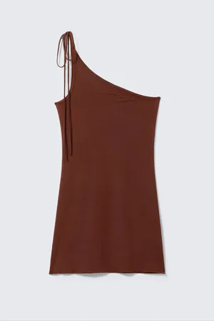 Monki Asymmetric Strap Tie Mini Dress