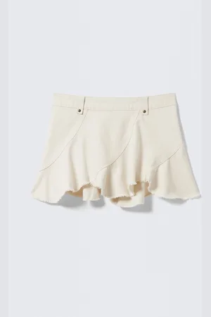 Monki Frayed Asymmetric Mini Twill Skirt