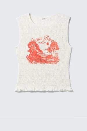 Monki Smocked Slim-Fit Tank Top
