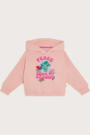 Monsoon World Peace Cropped Hoodie Pink