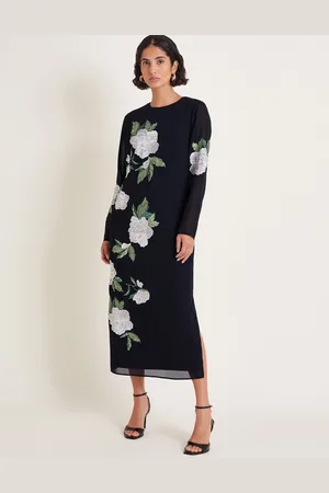 Monsoon Ariah Column Embellished Midi Dress Black