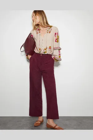 Monsoon Samira Corduroy Wide Leg Trousers Red