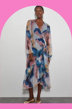 Monsoon Crās Marble Print Wrap Midi Dress