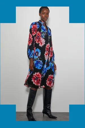 Monsoon Crās Floral Print Ruffle Midi Dress