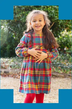 Frugi Ruffle Check Smock Dress Multi