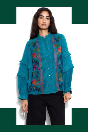 Bohemia East Embroidered Ruffle Sleeve Blouse