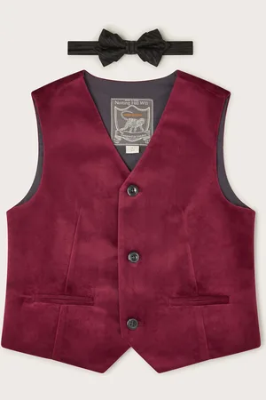 Monsoon Velvet Waistcoat and Bow Tie Set
