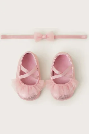 Monsoon Baby Ruffle Flats and Bow Headband Set