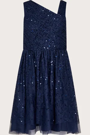 Monsoon Abigail One Shoulder Prom Dress Blue