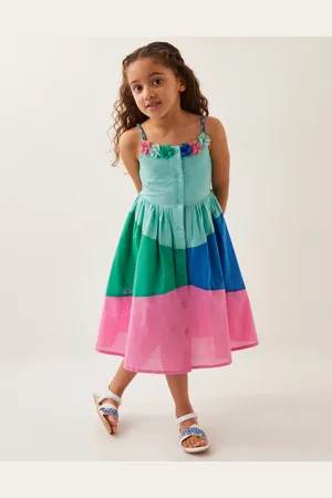 Monsoon Strappy Applique Floral Colourblock Dress