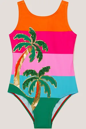 Monsoon Colourblock Palm Sequin Swimsuit
