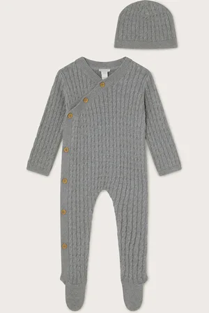 Monsoon Newborn Cable Knit Romper and Hat Set